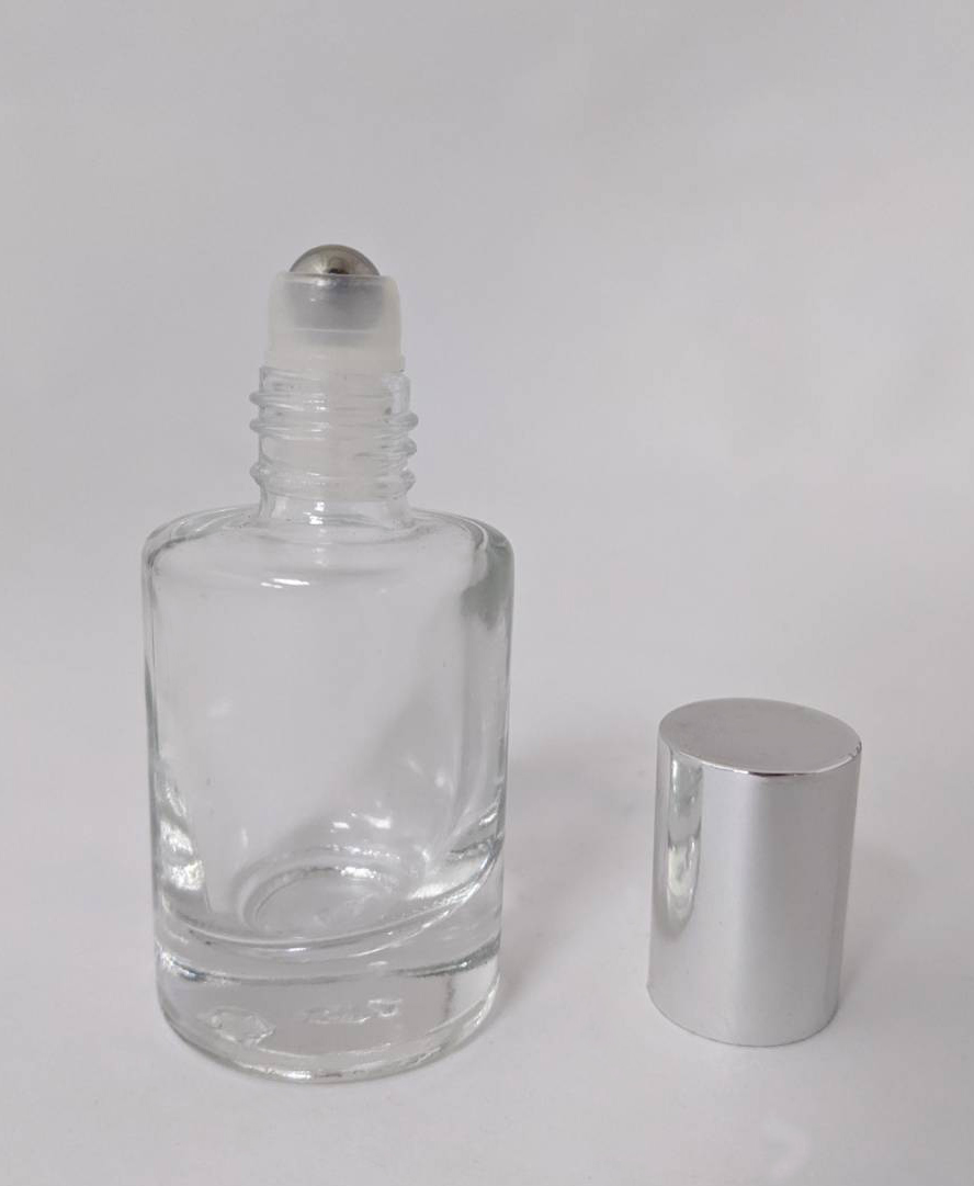 10ml簡約銀色圓柱厚底滾珠玻璃瓶