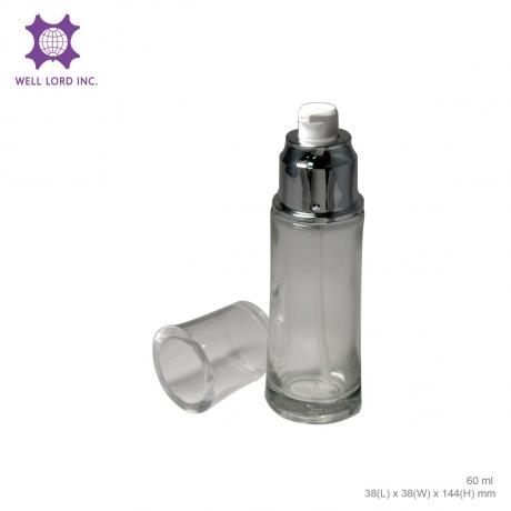韩式精緻精华乳液塑胶按压头透明玻璃瓶
