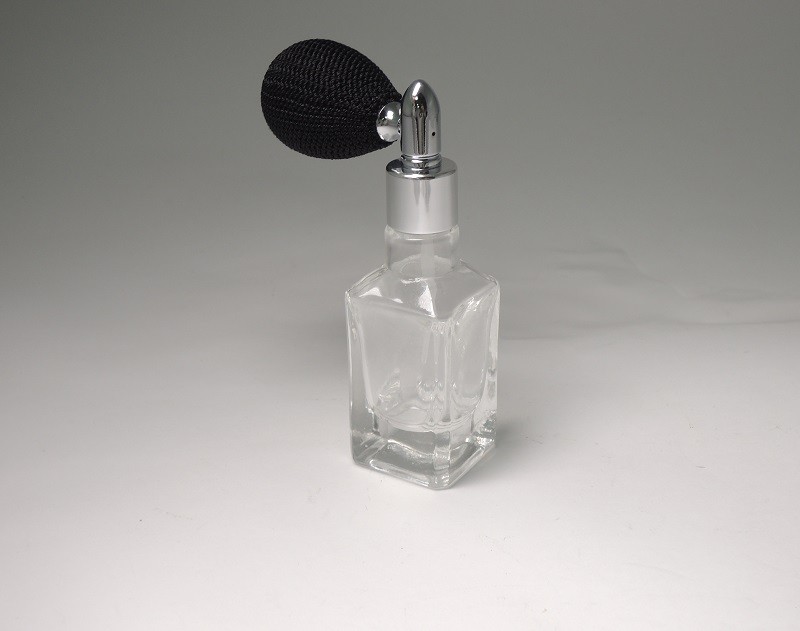 高贵银白编织球喷头透明方柱玻璃迷你香水瓶