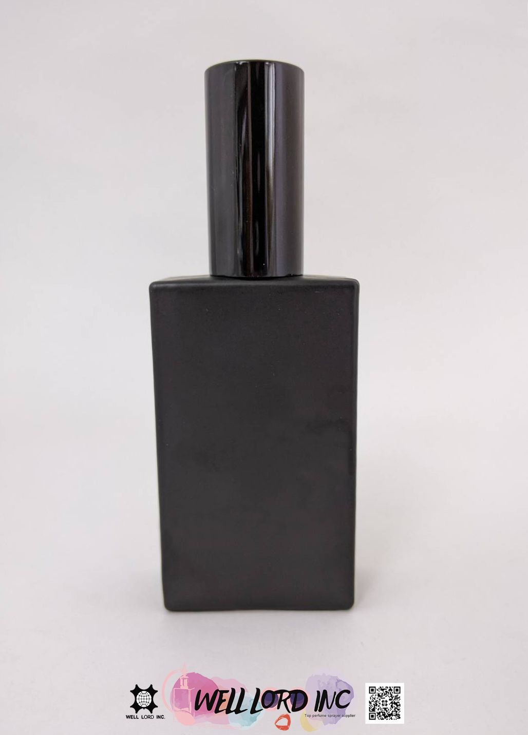 简约方形黑色雾面香水玻璃瓶